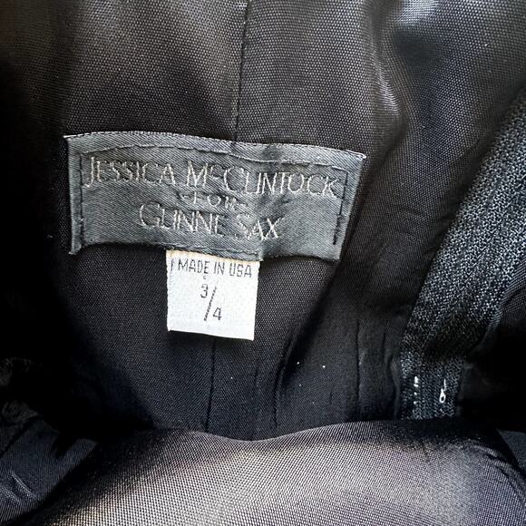 Gunne Sax Jessica McClintock Vintage 90s Y2K Black White Bow Formal Dress SZ 3/4 - Picture 4 of 10